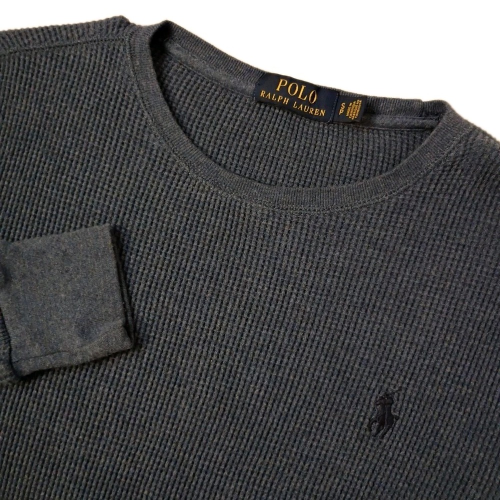 Polo Ralph Lauren Shirt‎ Mens Small Blue Waffle Weave Thermal Pullover T-Shirt